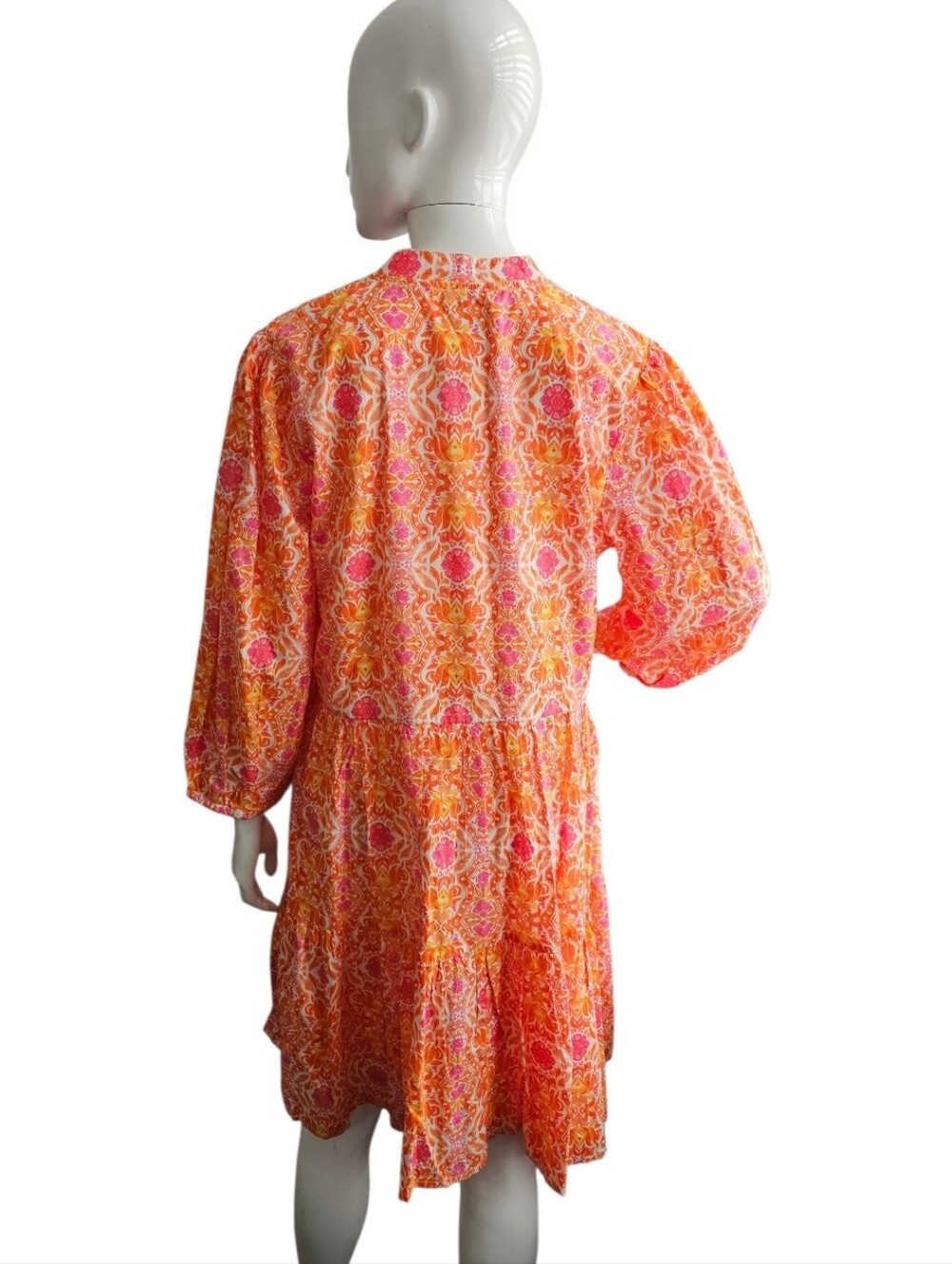LEA 100% Cotton Orange Midi Sundress Size Large - Picture 2 of 6